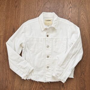 L'AGENCE white  Denim Jacket - unfinished hem - Medium